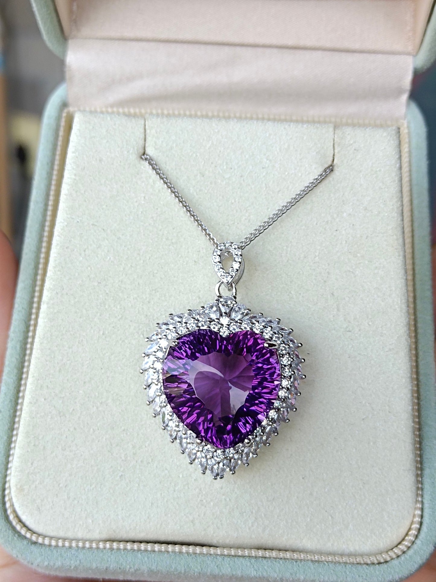 Jewelry Exclusive: Natural Purple Amethyst Heart Pendant