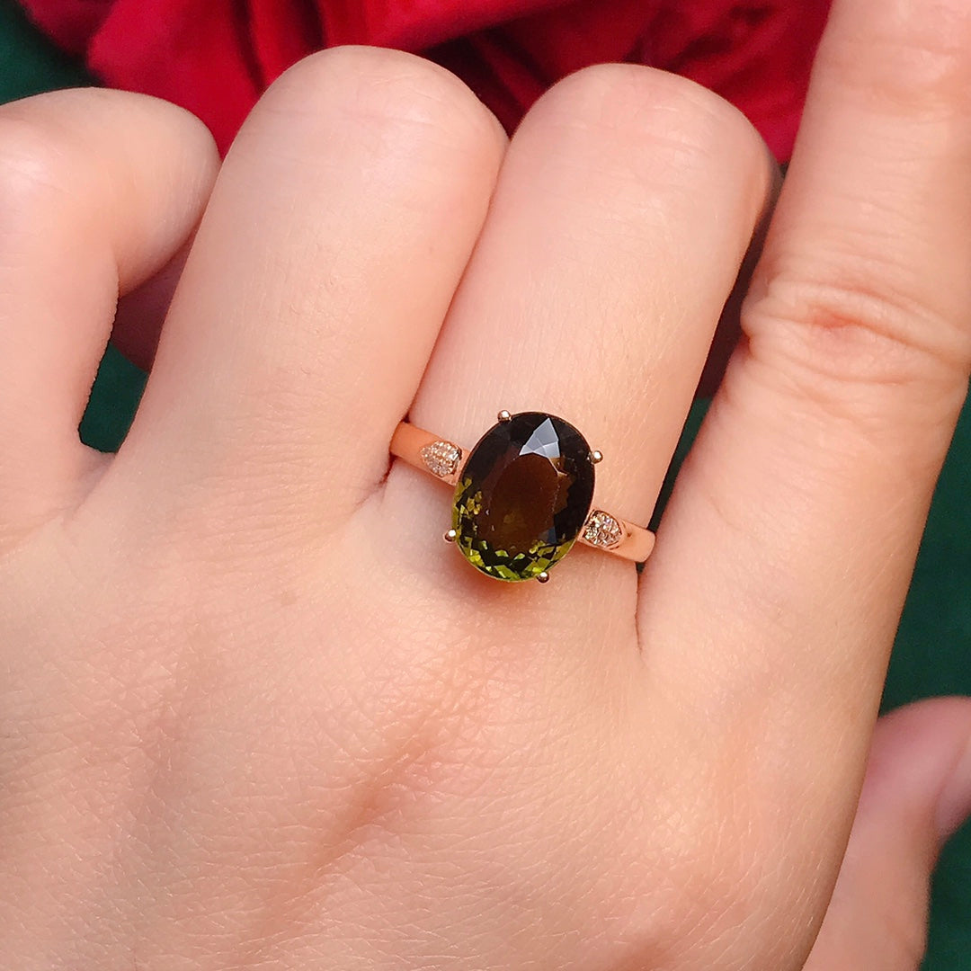 Natürlicher Turmalinring mit Akzenten aus 18 Karat und südafrikanischen Diamanten – einzigartiger Schmuck