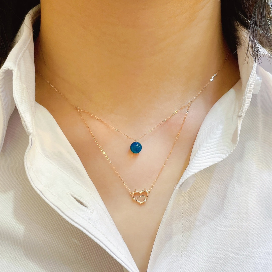 Liontin Kuning Biru Dominika Tertanam Emas 18K - Jadilah Gadis yang Menyenangkan "Kapan Saja"