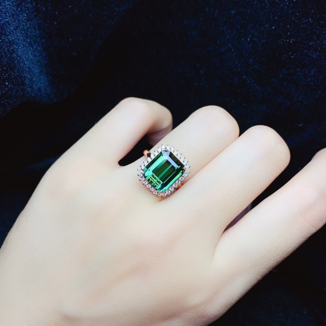 Cincin Turmalin Alami 18k - Perhiasan Indah untuk Keanggunan