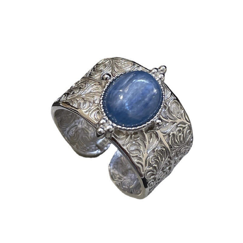 Heavy Industry Retro Vine Pattern Women's Vintage Wide Band Ring