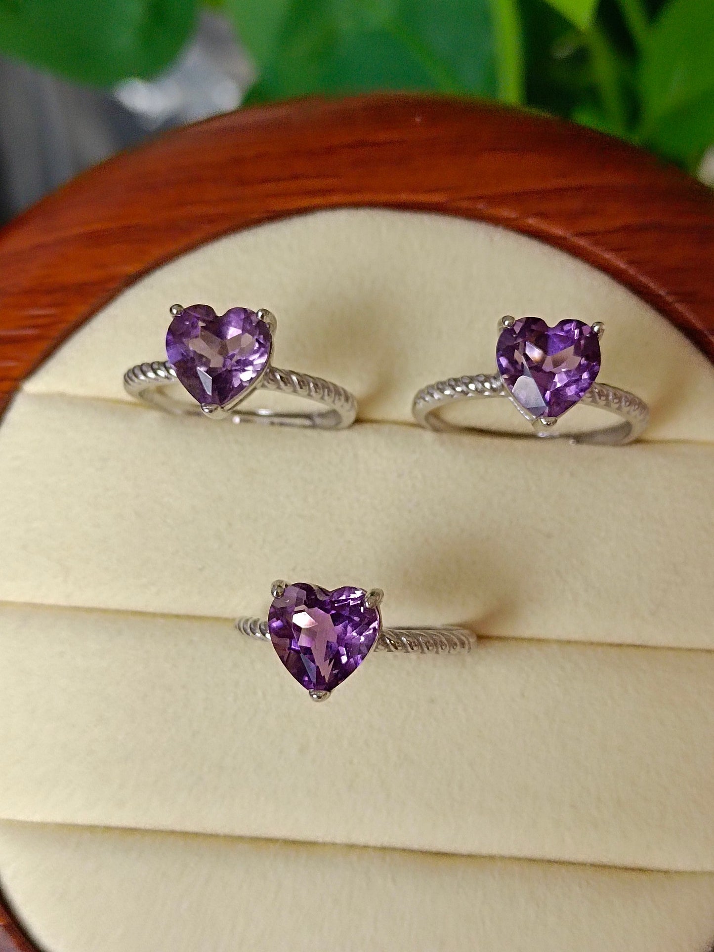 Mystic Purple Heart Ring - Naturlig ametyst smykker