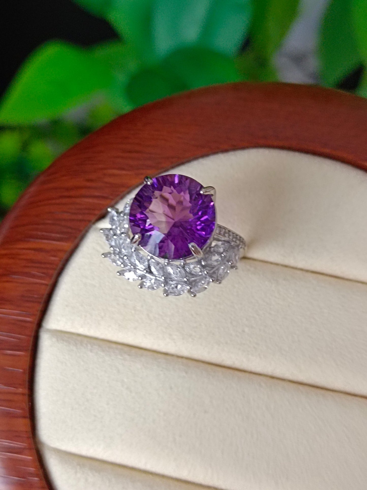 Natürlicher Amethyst-Weizen-Spike-Ring – exquisiter Schmuck für Eleganz und Wohlstand