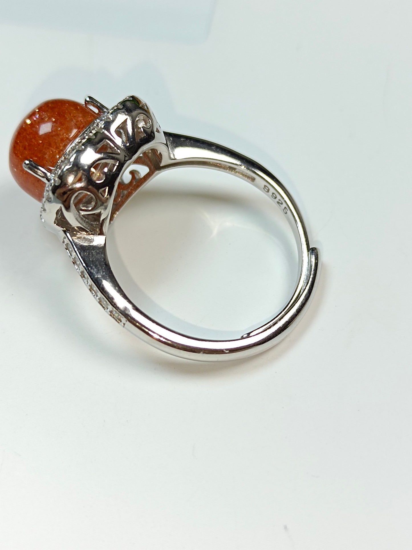S925 Silver Embedded Golden Sun Ring - Fasjonable minimalistiske smykker for kvinner