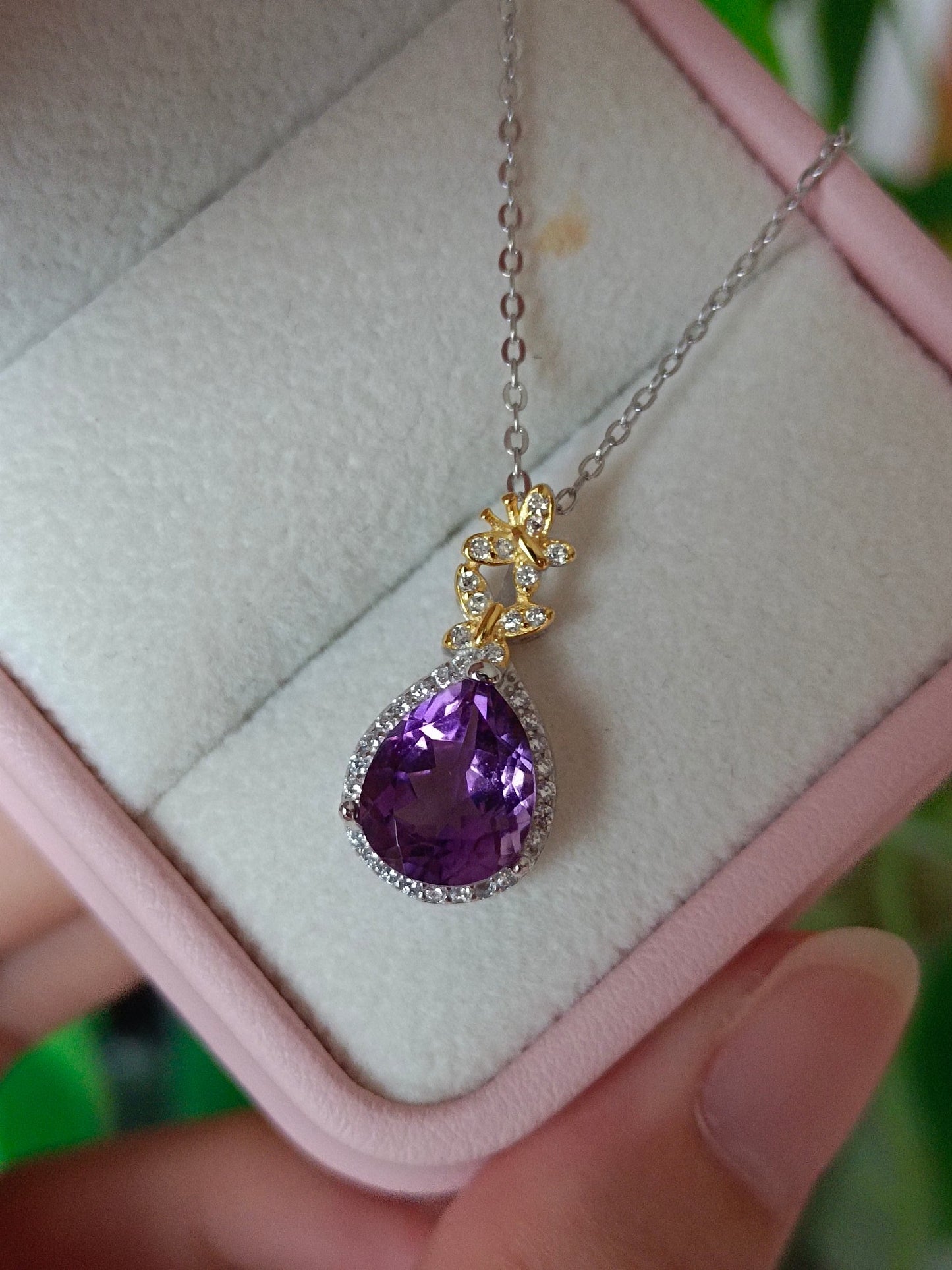 Naturlig Ametyst Drop Pendant - Elegante smykker for Graceful You