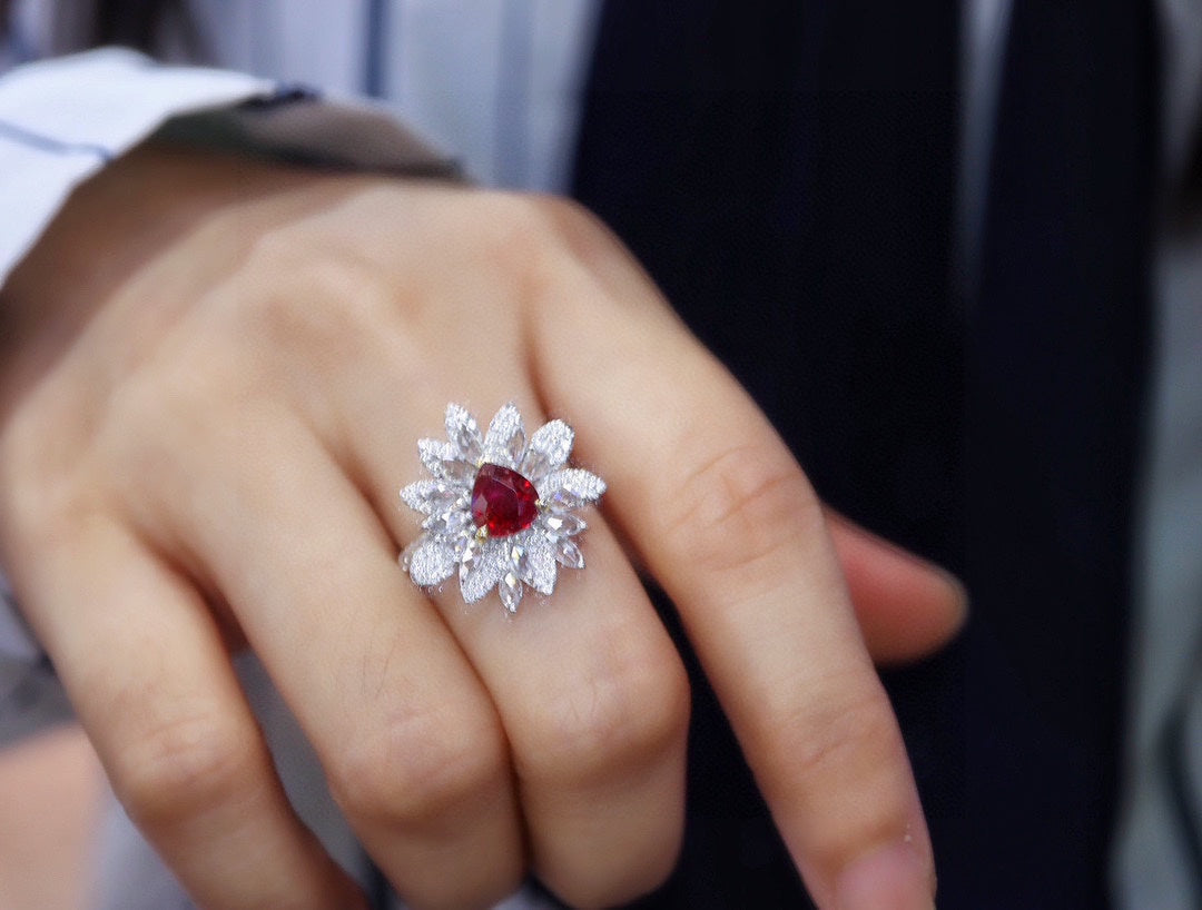 Cincin Delima Tidak Dipanaskan Indah - Barang Kemas Merah Darah Merpati