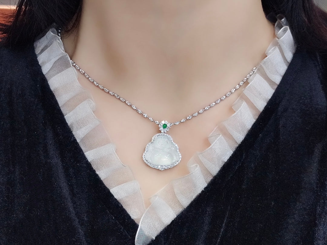 Ice Jade Buddha hängsmycke - utsökt smyckeshantverk