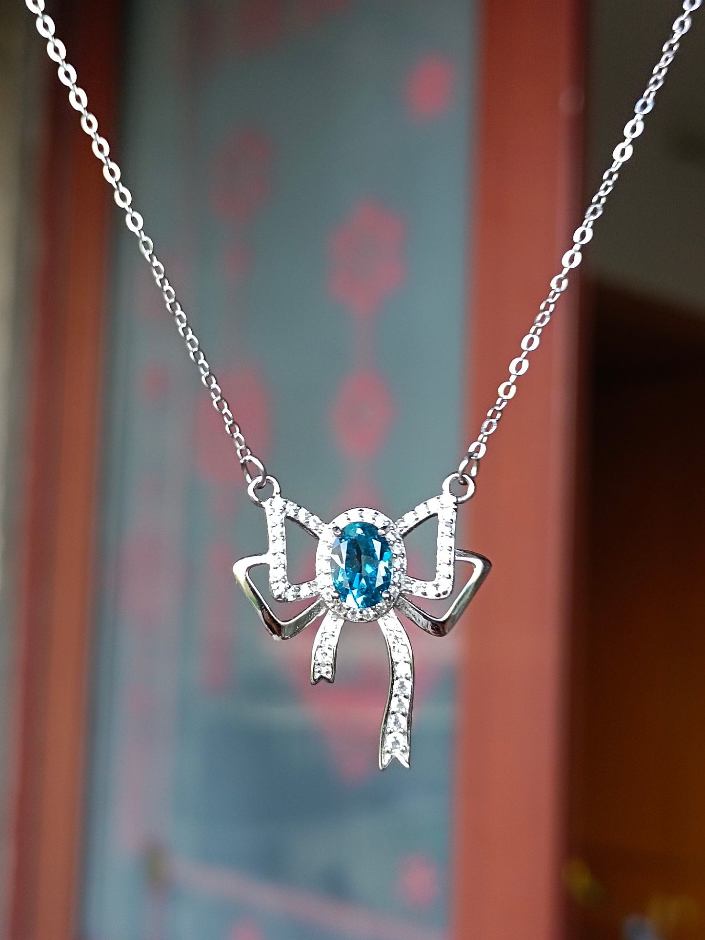 Naturlig Topaz Bowknot Halskjede - smykker for hver elegant dame