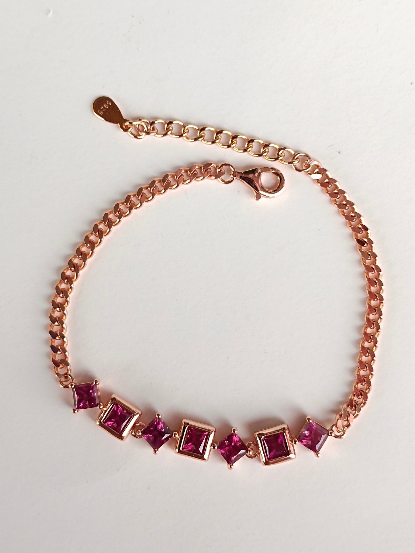 Natural Princess-Cut Purple Garnet Bracelet - Exquisite Jewelry