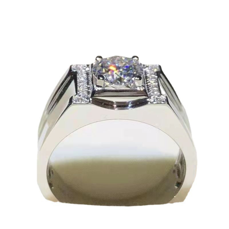 Men's Rose Gold Diamond White Ring