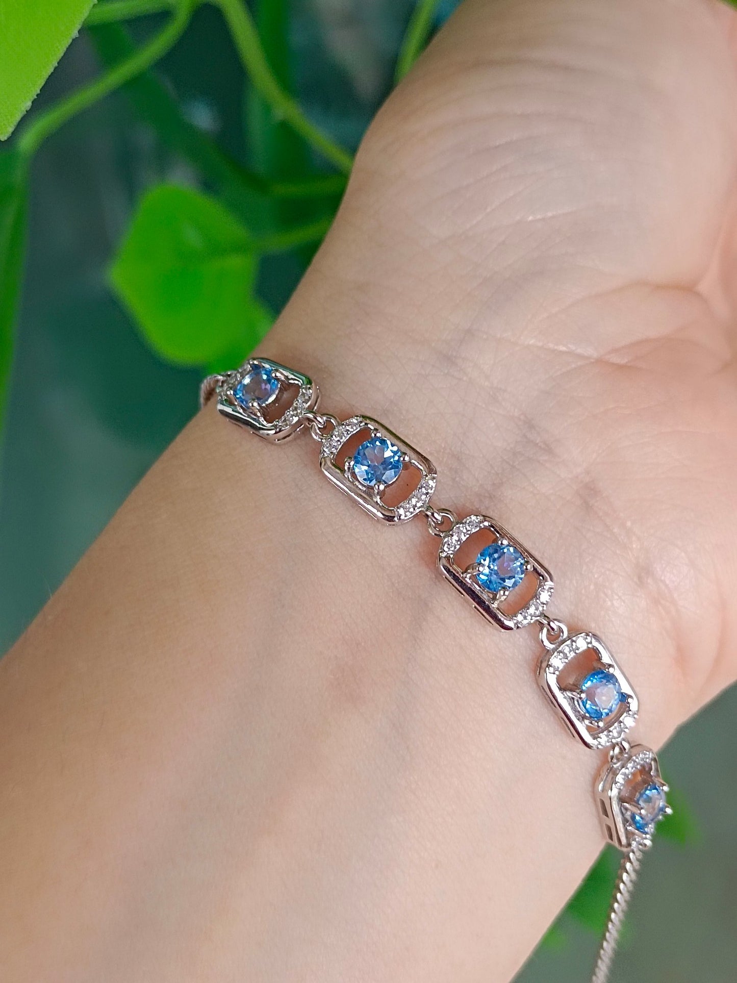 Bracelet exquis en topaze bleue naturelle suisse – Bijoux élégants