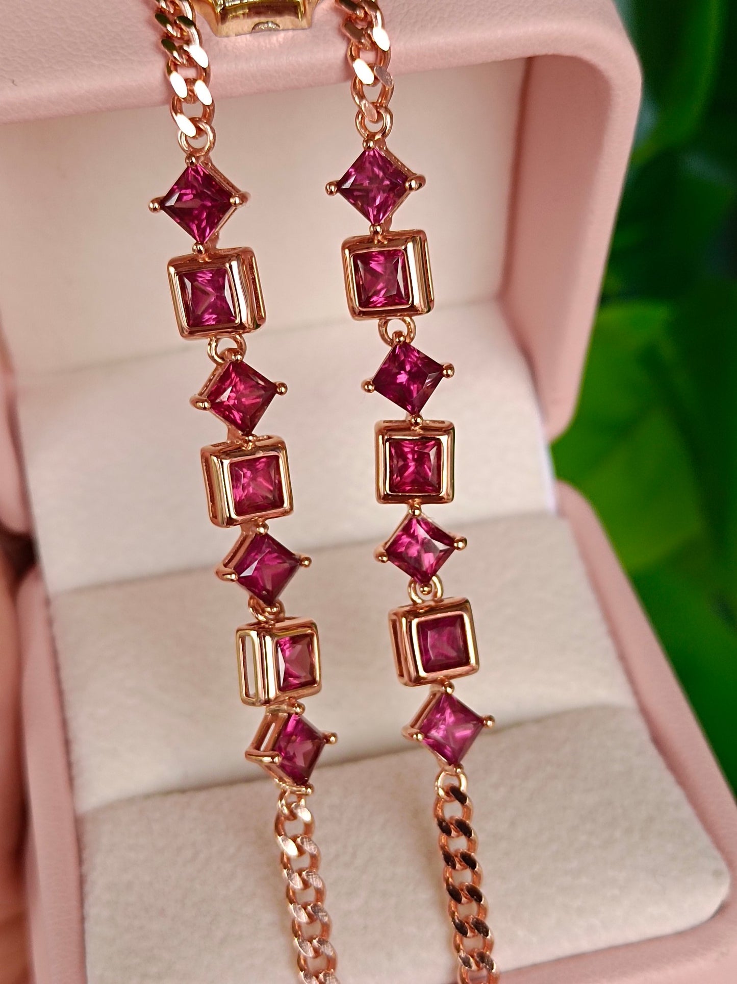 Exquisite Princess-Cut Purple Garnet Bracelet - Fine Jewelry