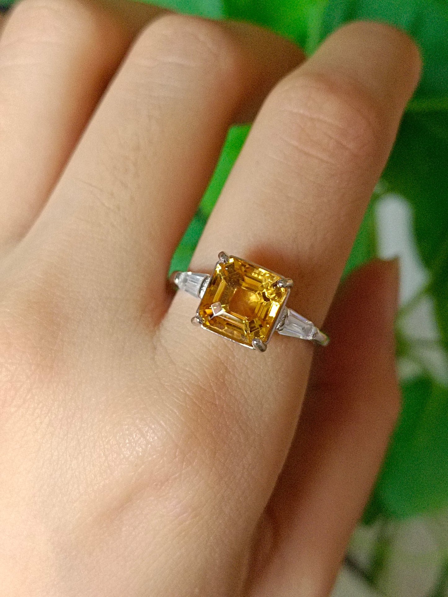 Squisito anello quadrato con citrino giallo naturale - Gioielleria raffinata