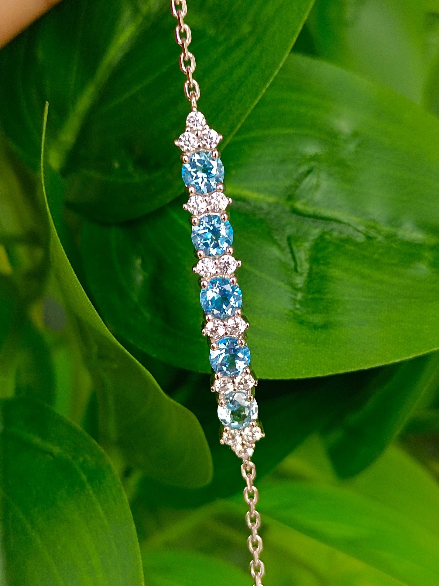 Brățară de bijuterii cu topaz albastru elvețian natural