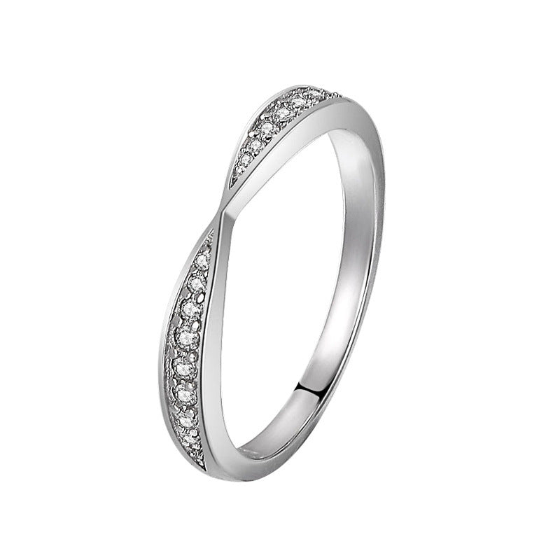Bonded Cuff Women's Ring Plated With White Gold