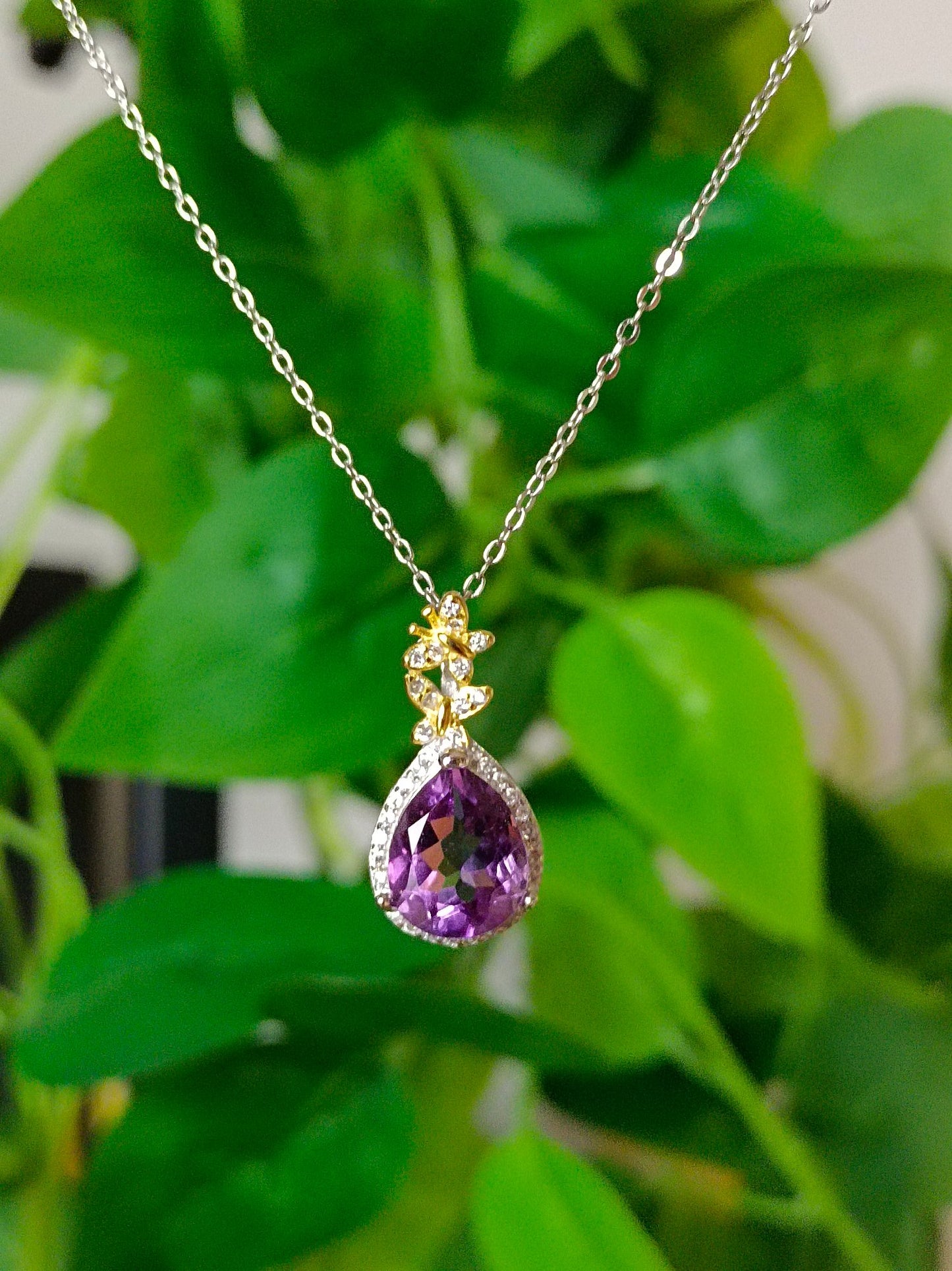 Naturlig Ametyst Drop Pendant - Elegante smykker for Graceful You