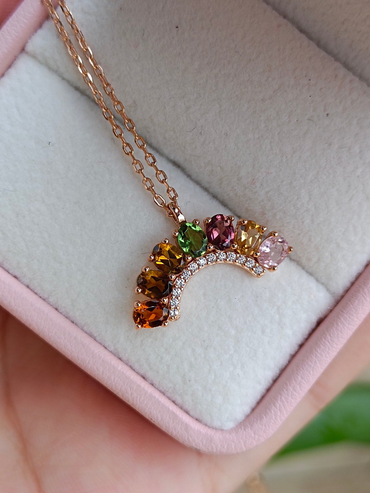 Natural Rainbow Tourmaline Necklace - Unique Jewelry for Summer Fashion