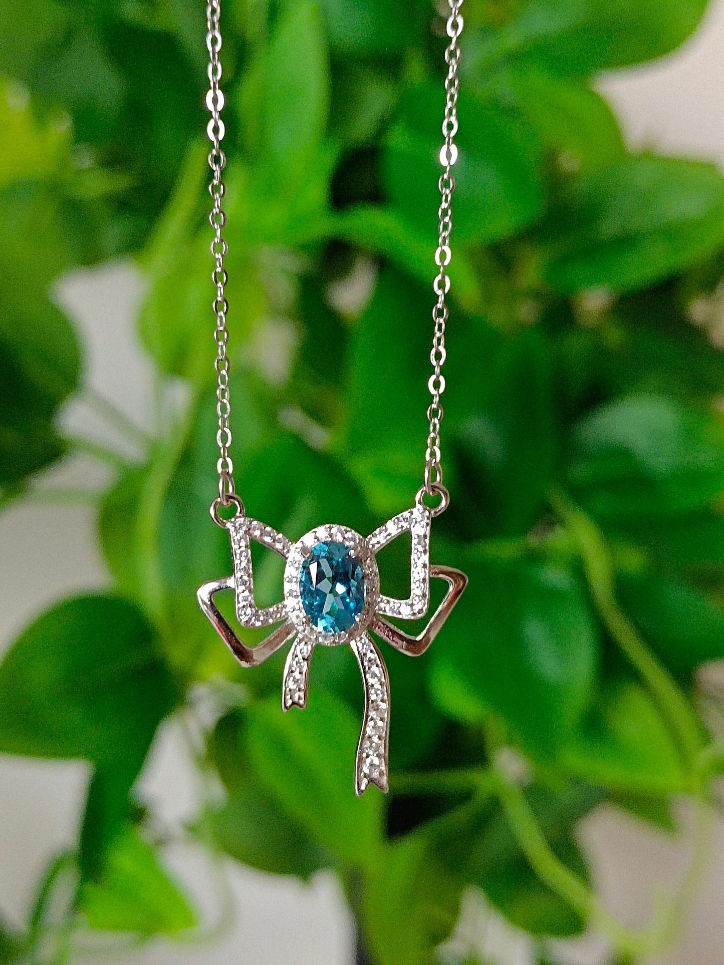 Naturlig Topaz Bowknot Halskjede - smykker for hver elegant dame