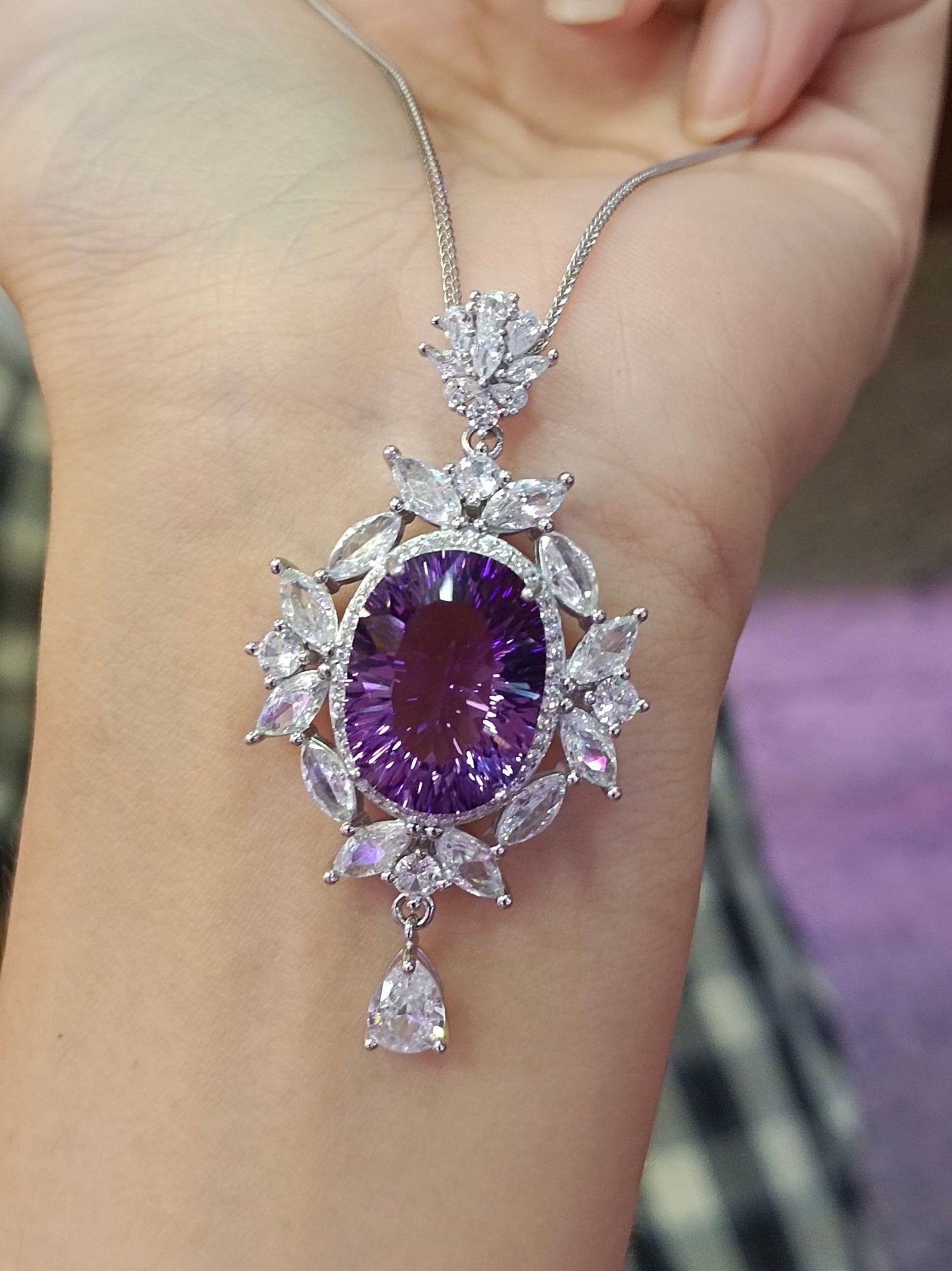 Luxe natuurlijke Amethist hanger sieraden
