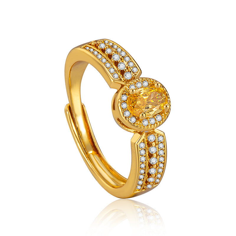 Champagne Gold Colored Ring Light Luxury Style Open Design