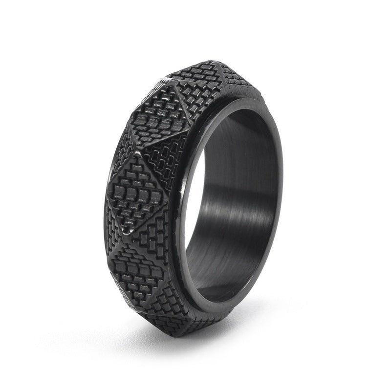 Titanium Steel Pyramid Ring Men's Ring