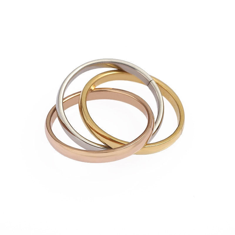 Simple Stainless Steel Three-ring Tricolor Ring Fashion