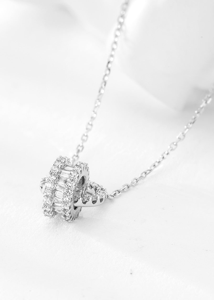 Delicate Double Circle Pendant Jewelry - A Sparkling Choice - White Diamond Pendant