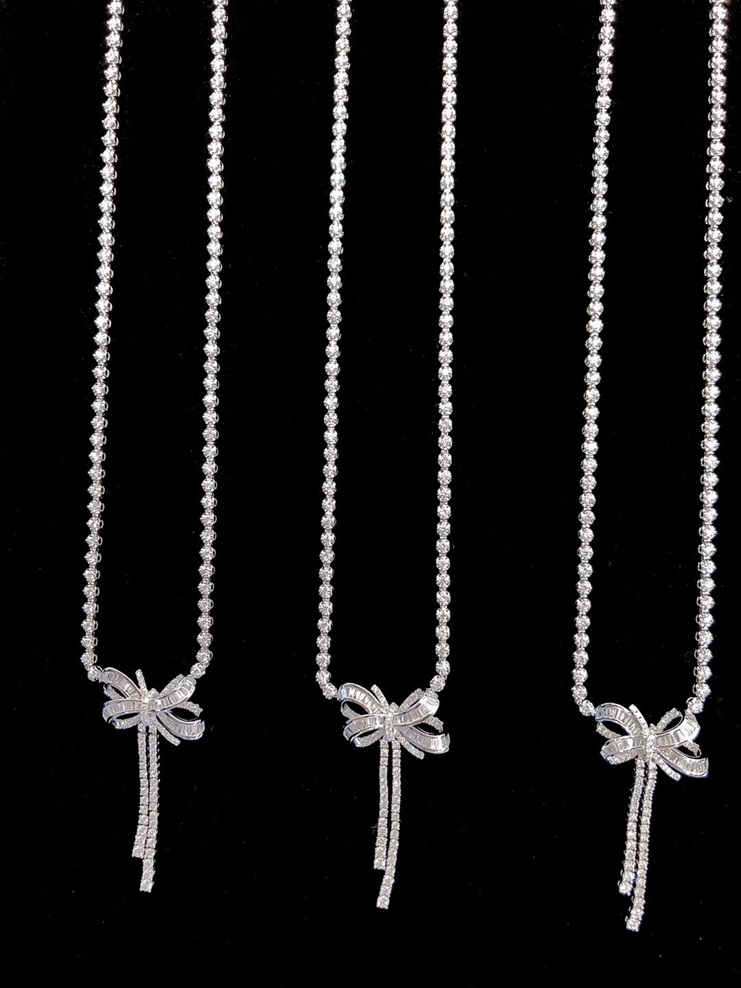 Diamond Bowknot Pendant Necklace - Exquisite Jewelry Piece - White Diamond Necklace
