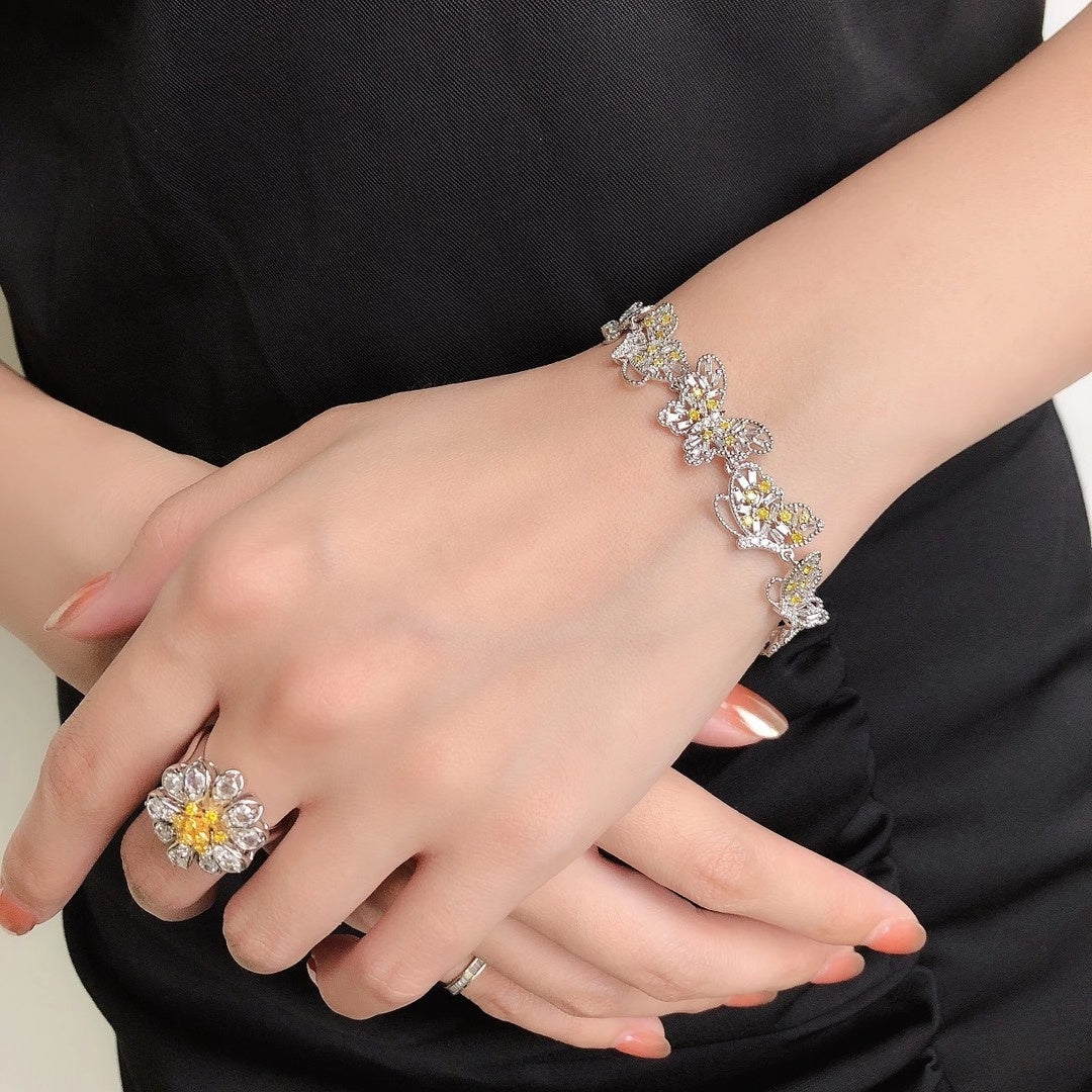 Diamond Butterfly Bracelet - Exquisite Jewelry Piece - Yellow Diamond Bracelet