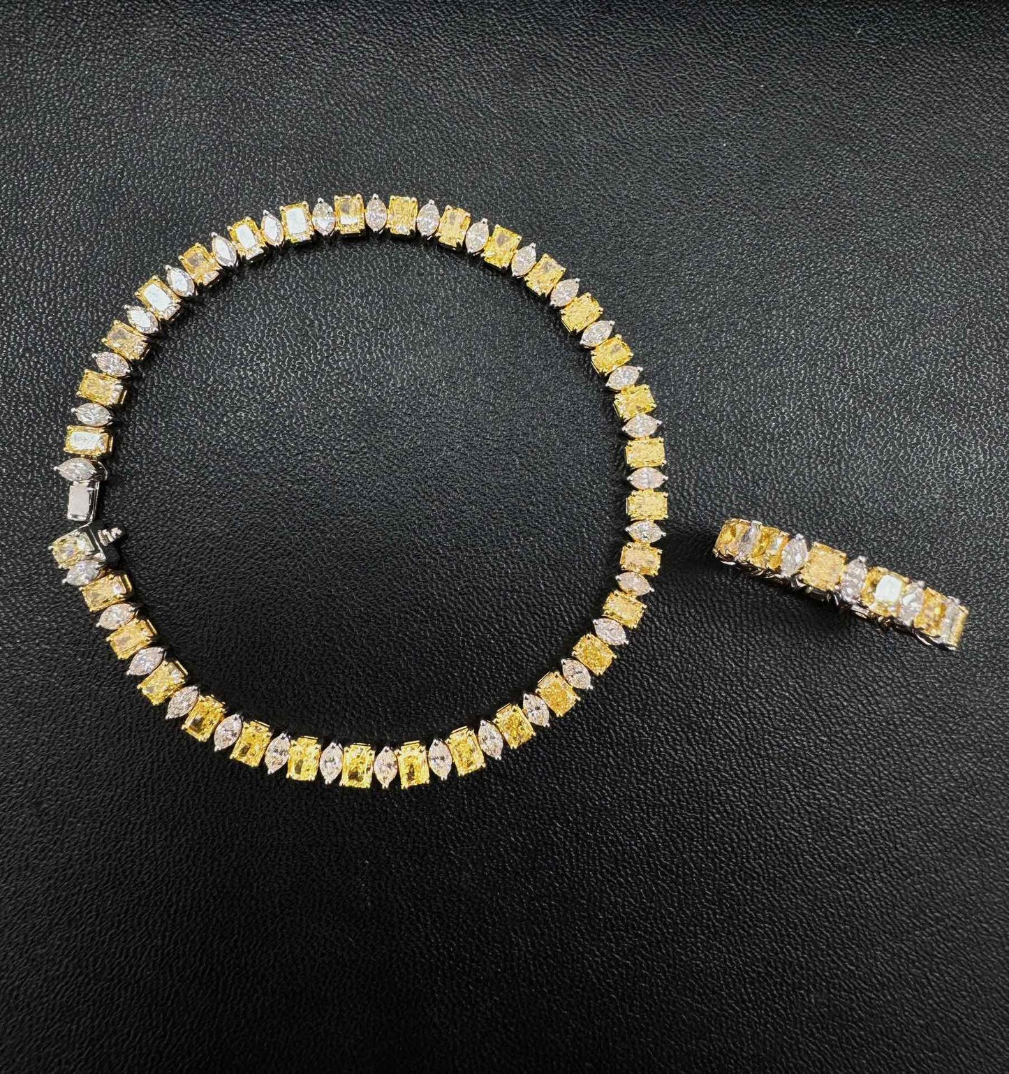 Diamond Cushion and Marquise Shape Jewelry - Enchanting Piece - Yellow Diamond Bracelet