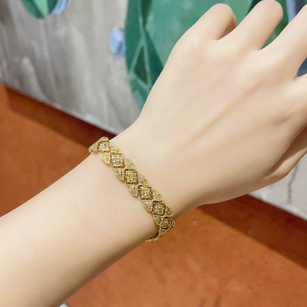 Diamond Isosceles Triangle Diamond Bracelet - Unique Jewelry Piece - Yellow Diamond Bracelet
