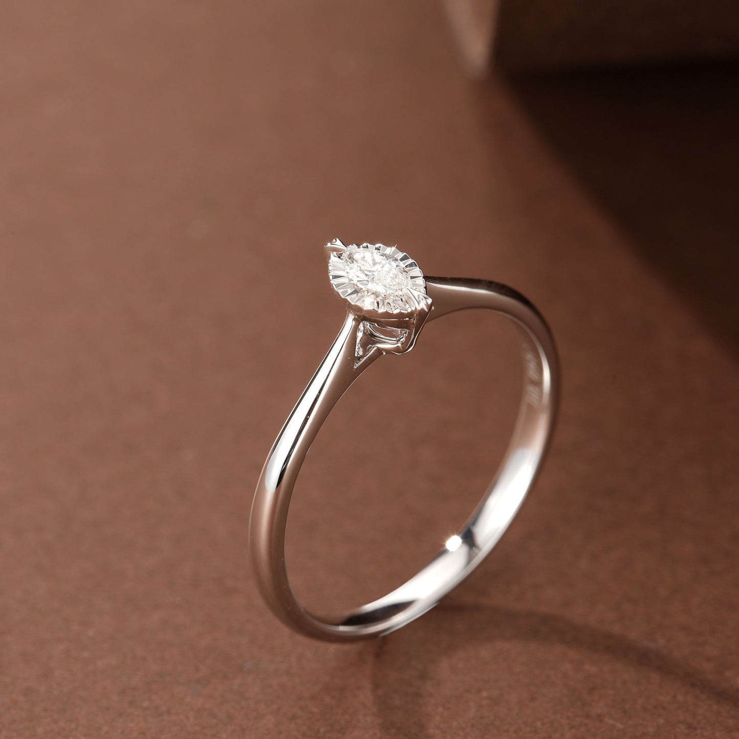 Diamond Marquise Shaped Ring with Milgrain Detail - Fine Jewelry - White Diamond Ring