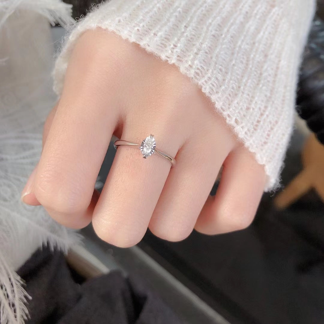Diamond Marquise Shaped Ring with Milgrain Detail - Fine Jewelry - White Diamond Ring