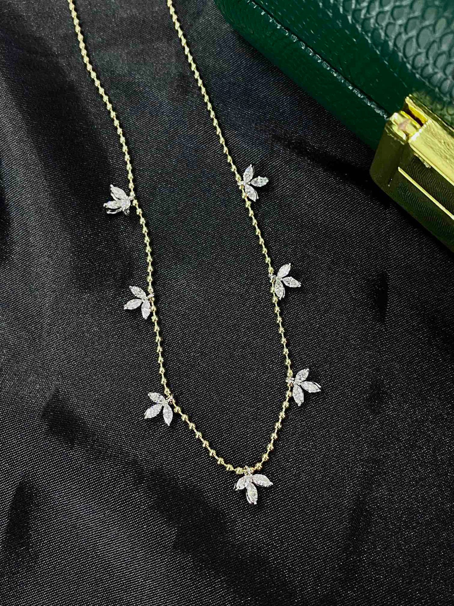 Diamond Three-Leaf Clover Eye Pendant Necklace - Exclusive Jewelry - White Diamond Necklace