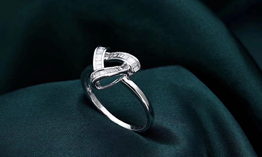 Diamond Triangle Ring - Unique Jewelry Piece - White Diamond Ring