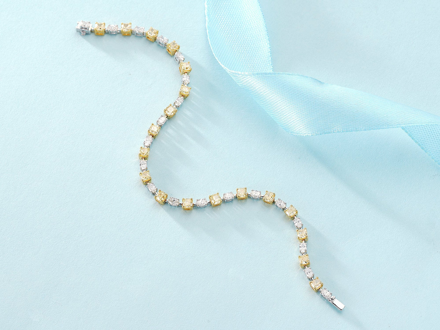 Elegant Cushion-Cut Yellow Diamond Bracelet - Fine Jewelry Collection - Yellow Diamond Bracelet