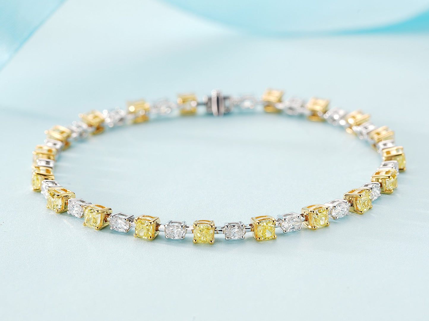 Elegant Cushion-Cut Yellow Diamond Bracelet - Fine Jewelry Collection - Yellow Diamond Bracelet