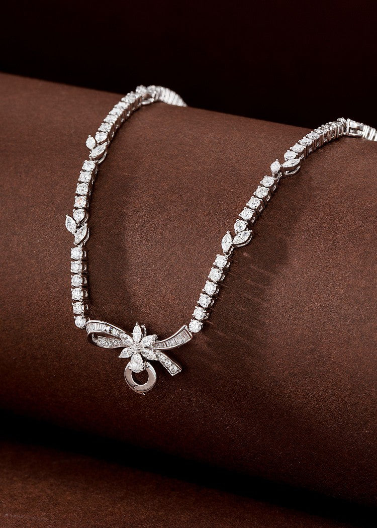 Elegant Marquise Bowknot Necklace (Pendant Not Included) - Fine Jewelry - White Diamond Necklace