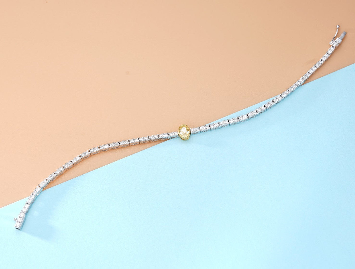 Elegant Single Ellipse Yellow Diamond Bracelet - Premium Jewelry - Yellow Diamond Bracelet