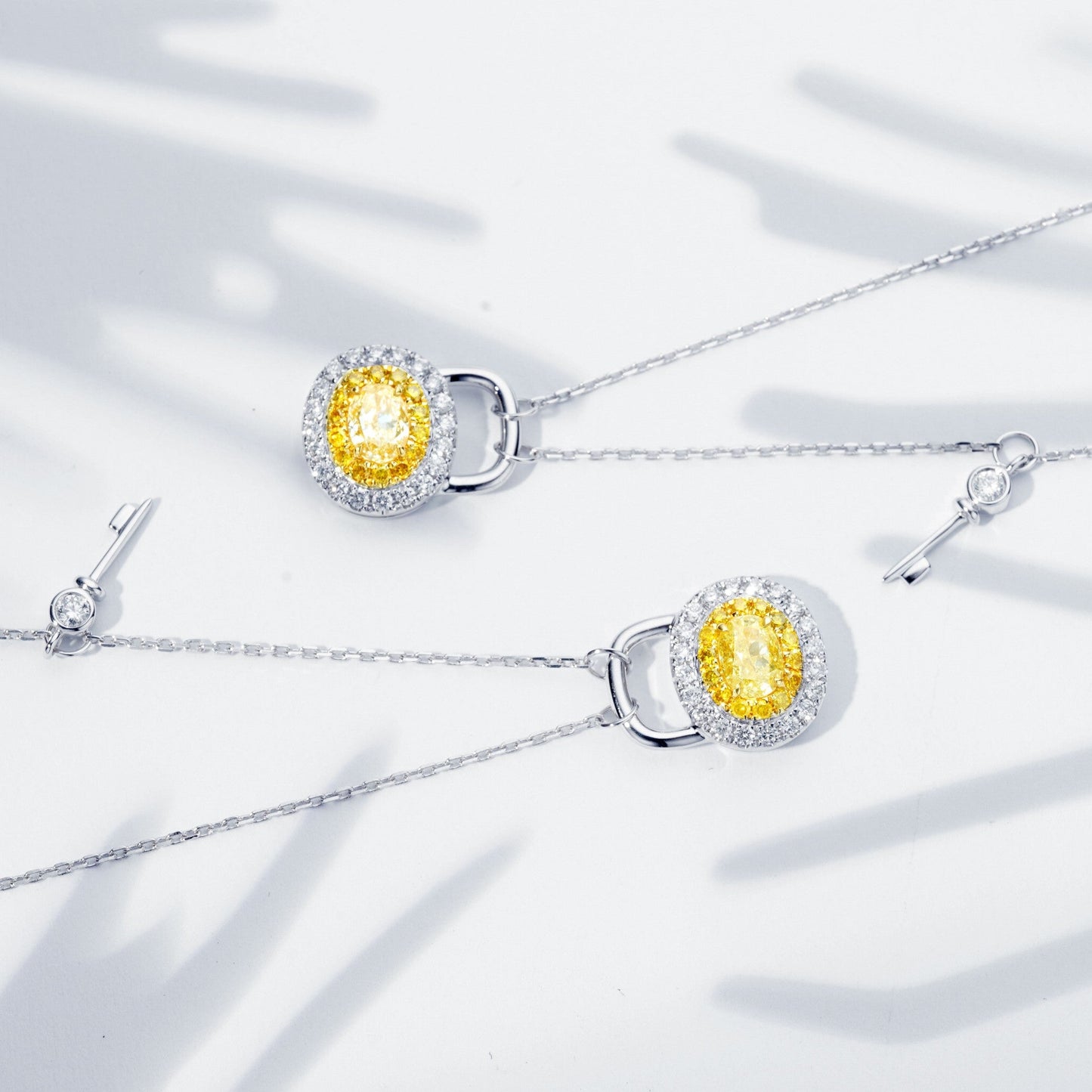 Elegant Yellow Diamond Oval Heart Lock Pendant - Fine Jewelry - Yellow Diamond Pendant