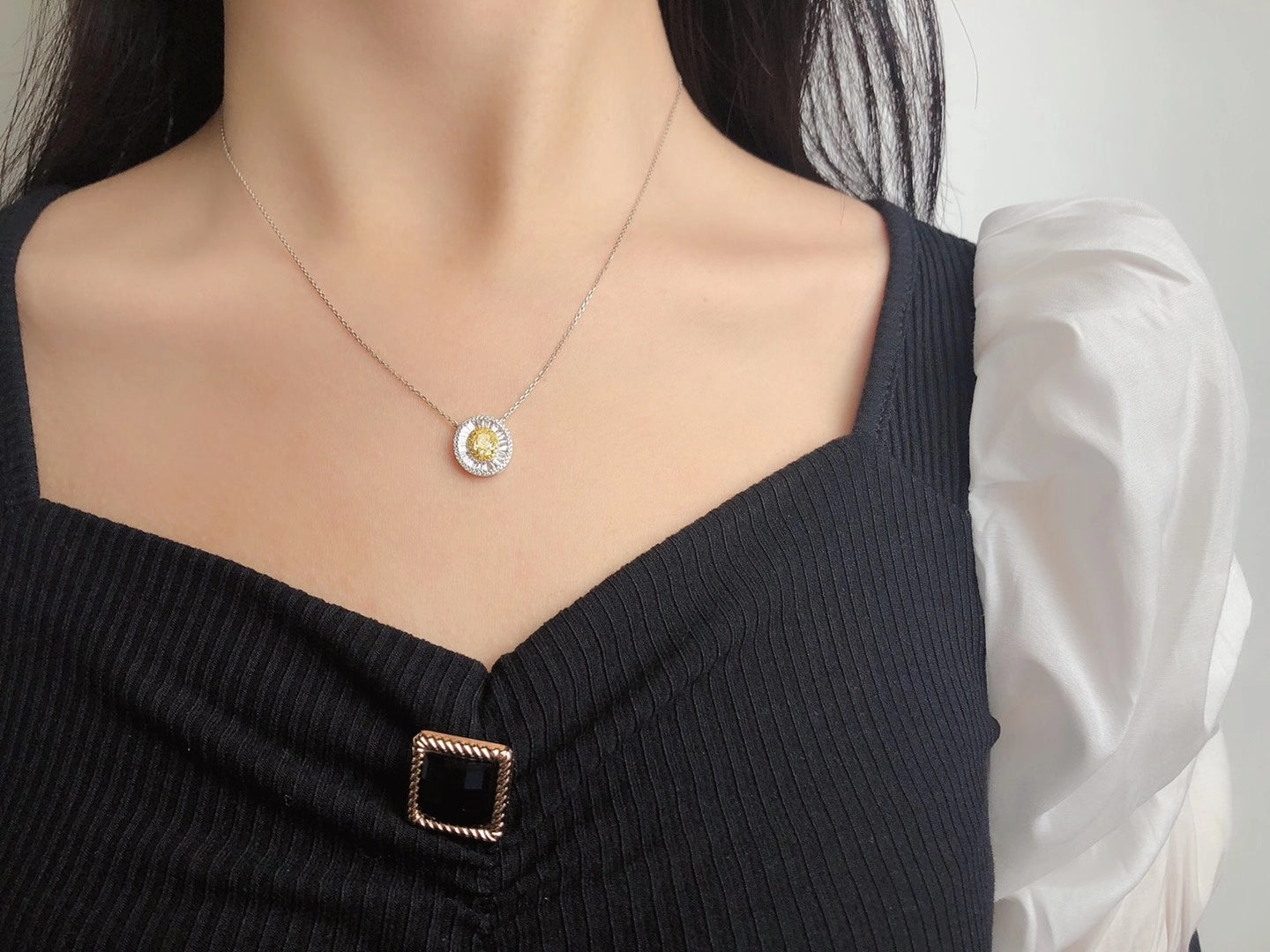 Elegant Yellow Diamond Oval Pendant Jewelry - Yellow Diamond Pendant