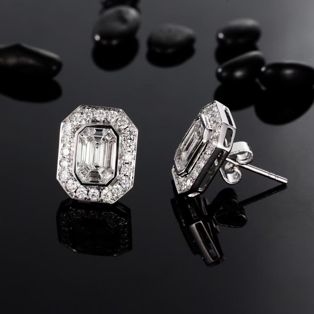 Emerald Green Jewelry Suite: Pendant Earrings and Ring Collection - White Diamond Ring