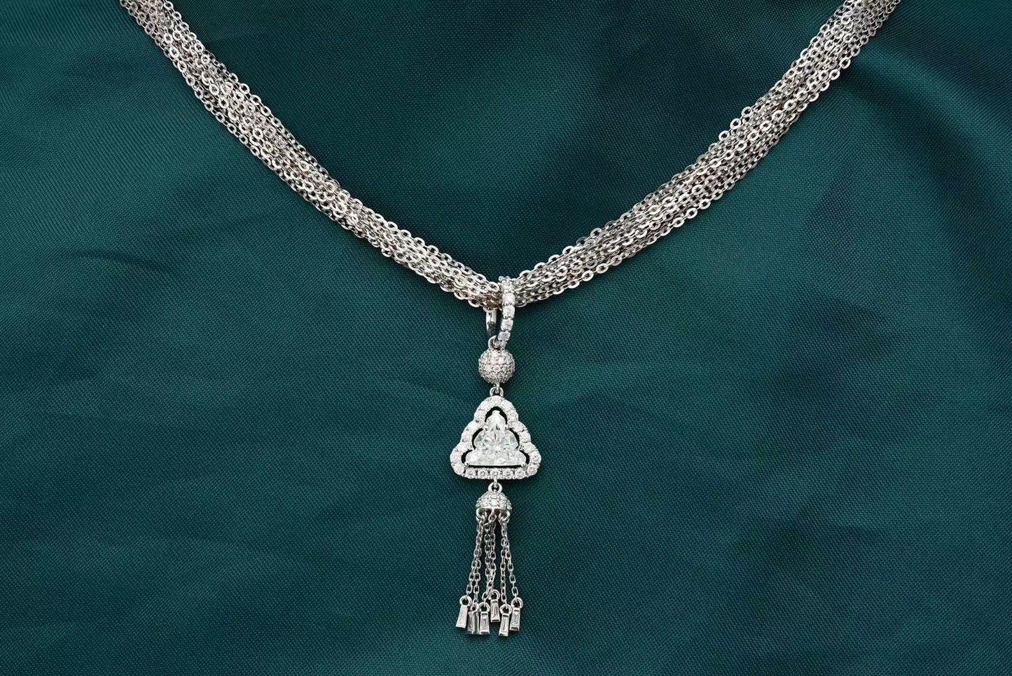 Exquisite Buddha Pendant with Tassel Chain Jewelry - White Diamond Set System