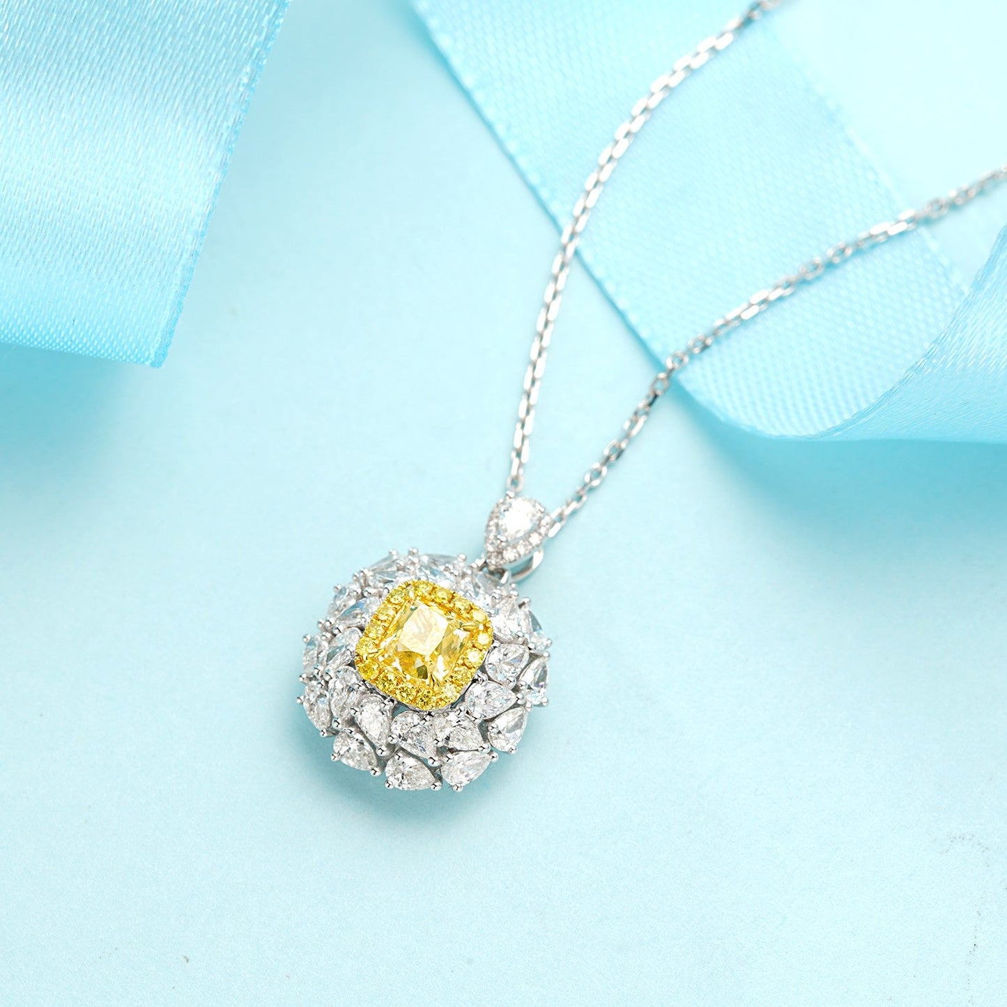 Exquisite Cushion-Cut Yellow Diamond & Teardrop Jewelry Set - Yellow Diamond Set System