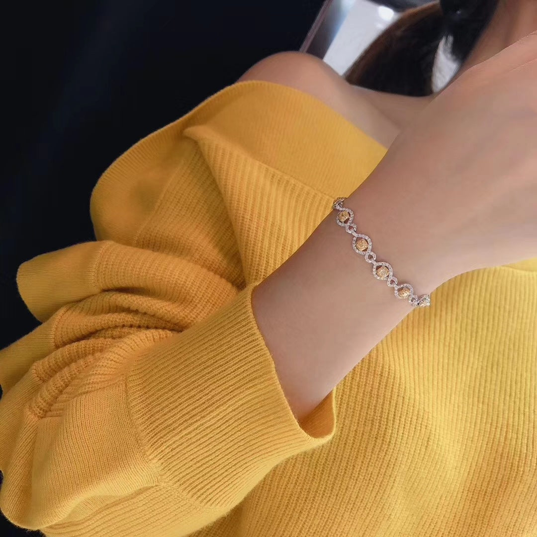 Exquisite Diamond Eight-Character Bracelet - Premium Jewelry - Yellow Diamond Bracelet