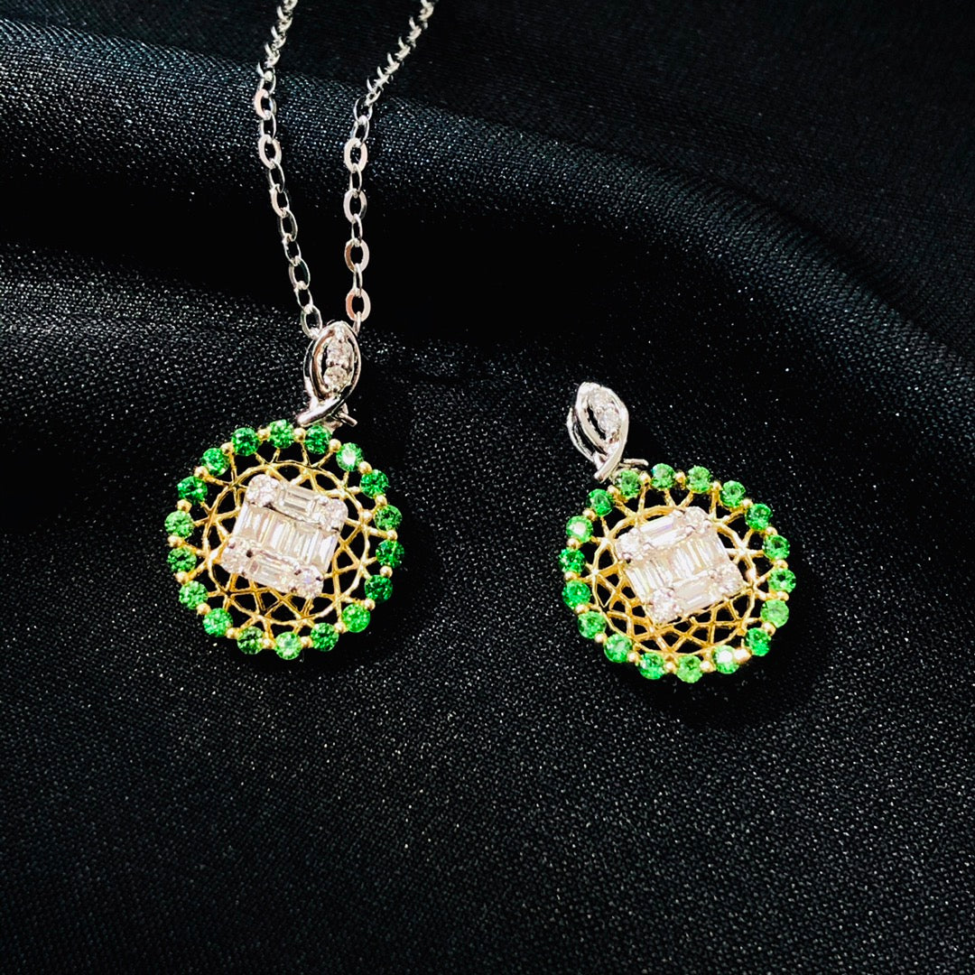 Exquisite Tsavorite and Diamond Pendant Necklace - Fine Jewelry - Chevrolet pendant