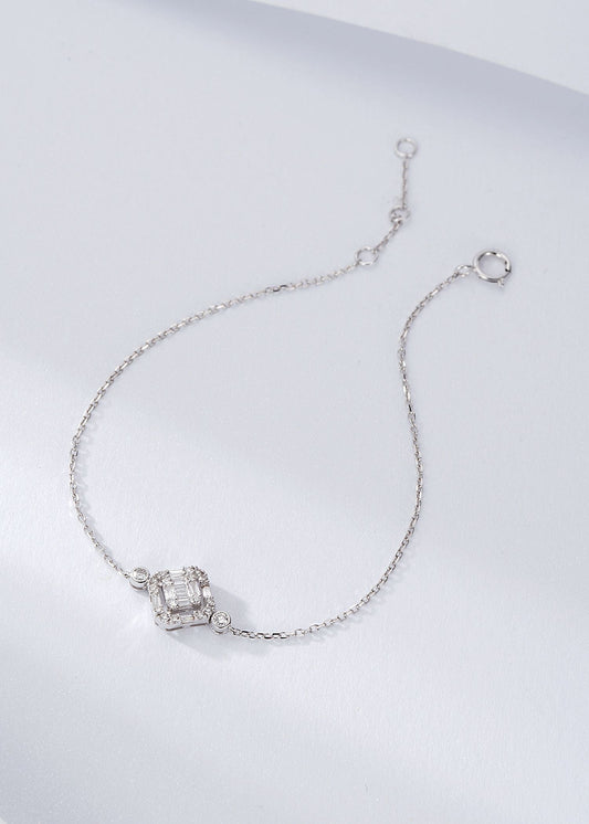 Glamorous Double Circle Tiny Ice Rock Candy Bracelet - Fine Jewelry - White Diamond Bracelet