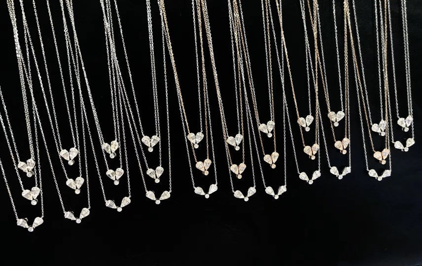 Heart Pendant Necklace (Two-Way Wear) - Elegant Jewelry Choice - White Diamond Pendant
