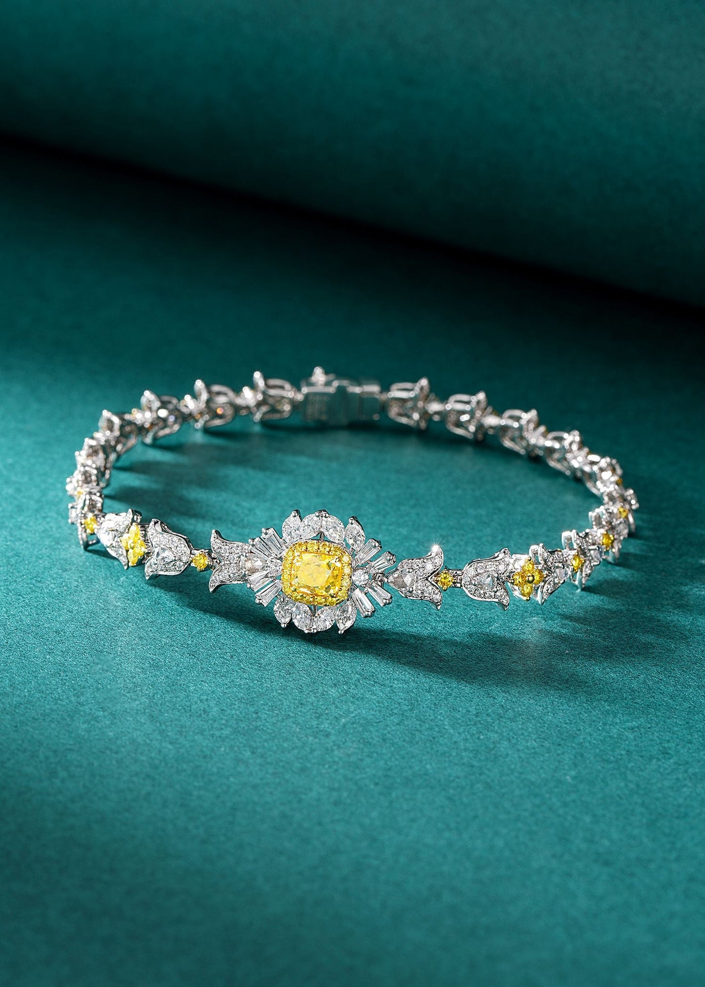 Luxurious Diamond Cushion Rose Gold Bracelet - Premium Jewelry - Yellow Diamond Bracelet