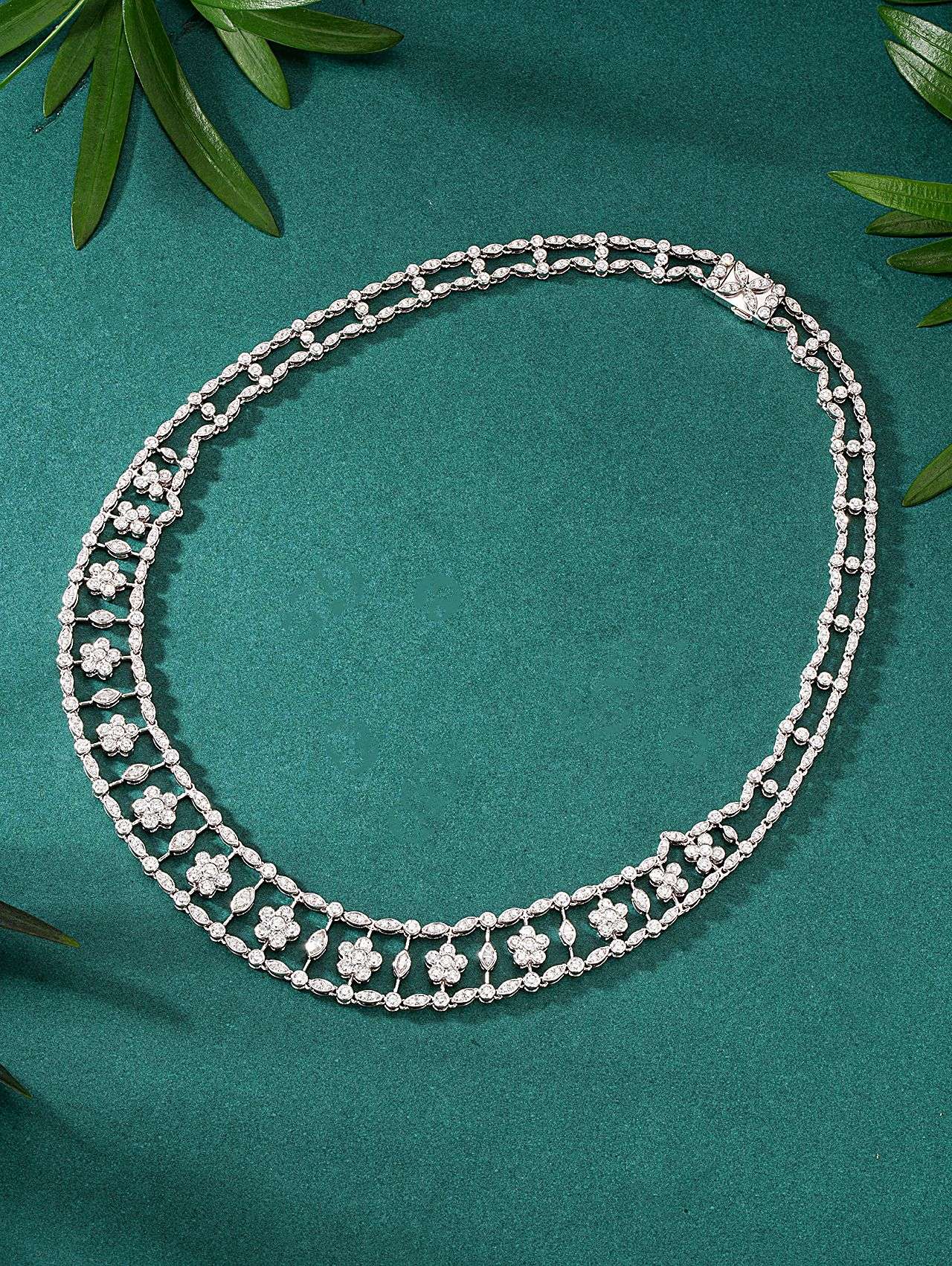 Luxurious Diamond Five-Flower Pendant Necklace - Premium Jewelry - White Diamond Necklace